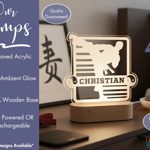 Personalized Martial Arts LED Night Light – Fun Karate Room Decor - Picture 3 of 8